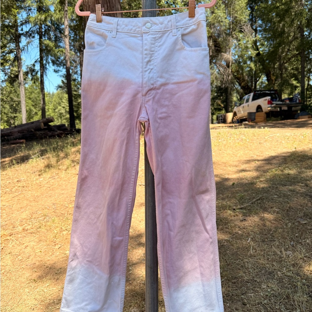 Eckhaus Latta Classic Wide Leg Pink and White Ombre Jeans